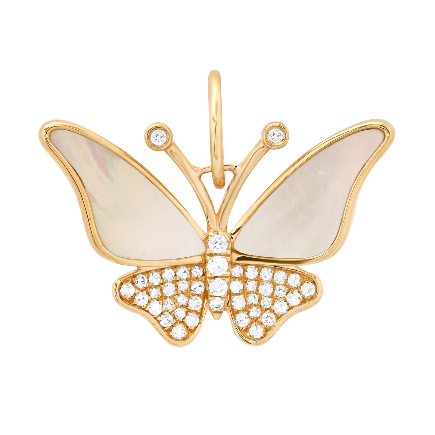 Mother of Pearl & Diamond Butterfly Pendant Charm
