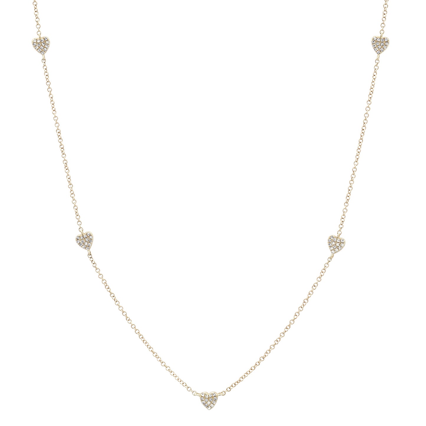 Pavé Heart Station Diamond Necklace