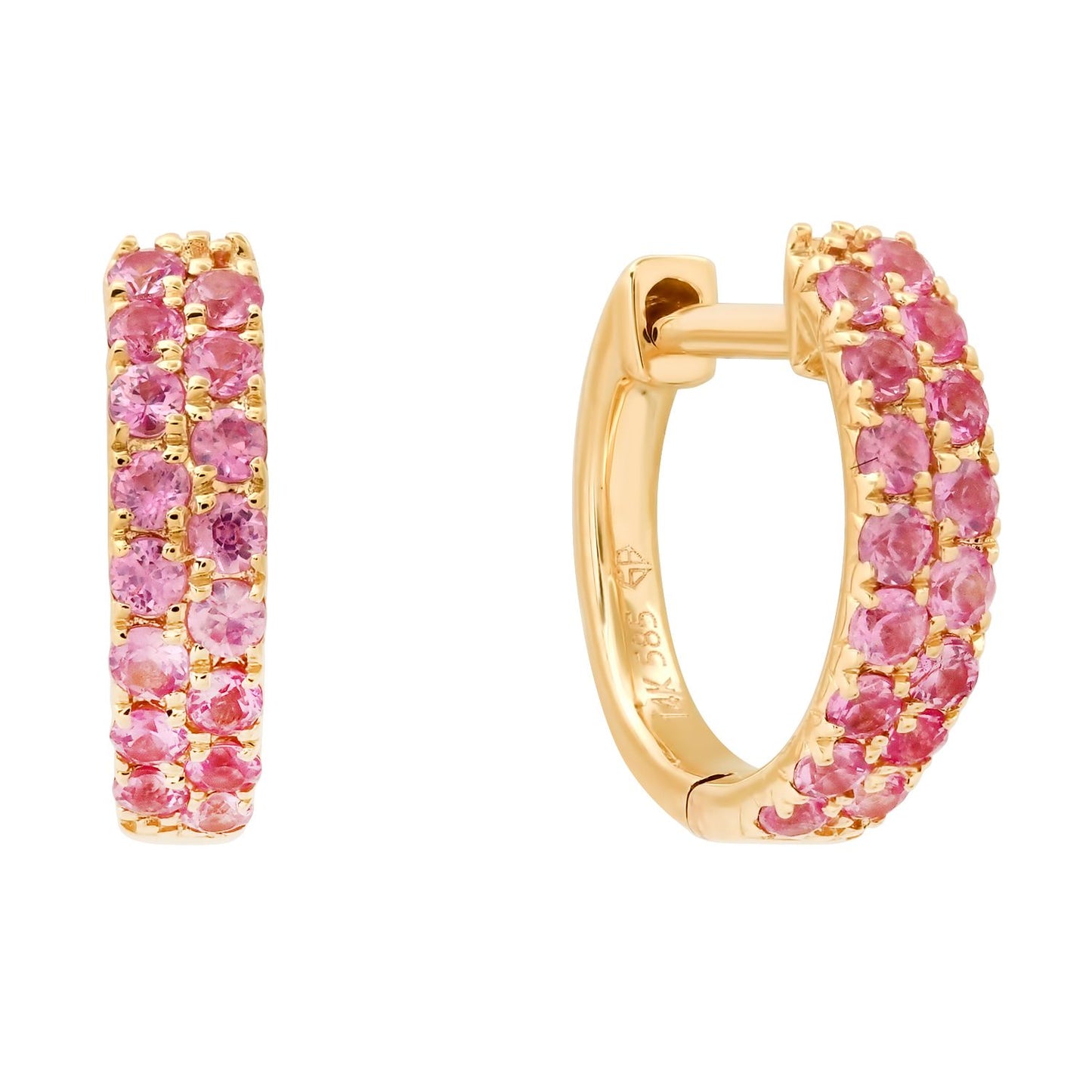 Two Row Pink Sapphire Mini Huggies