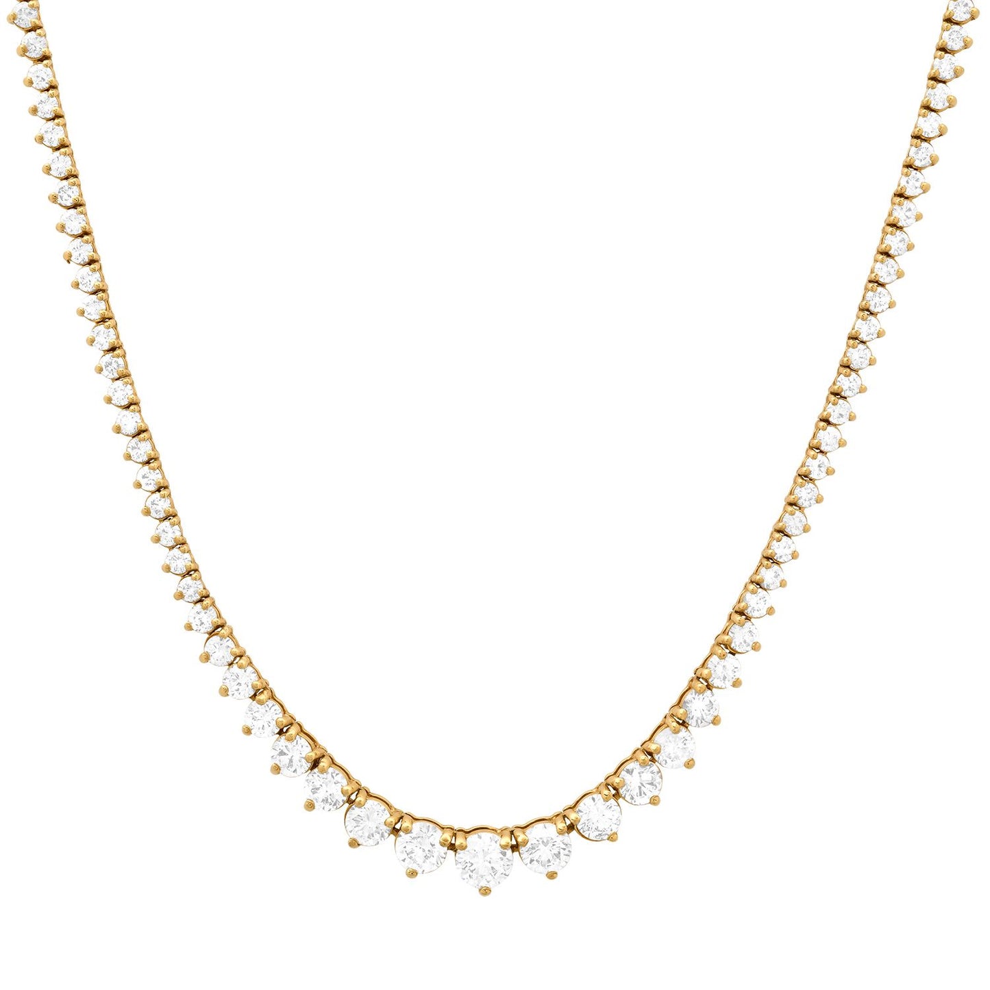 Graduated 3-Prong Diamond Tennis Necklace