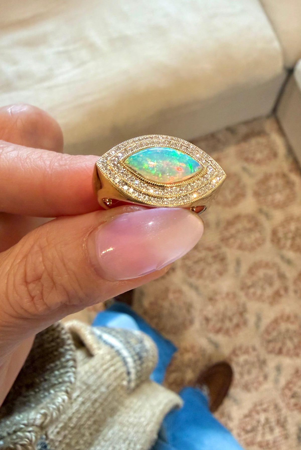 Marquise Opal & Diamond Ring
