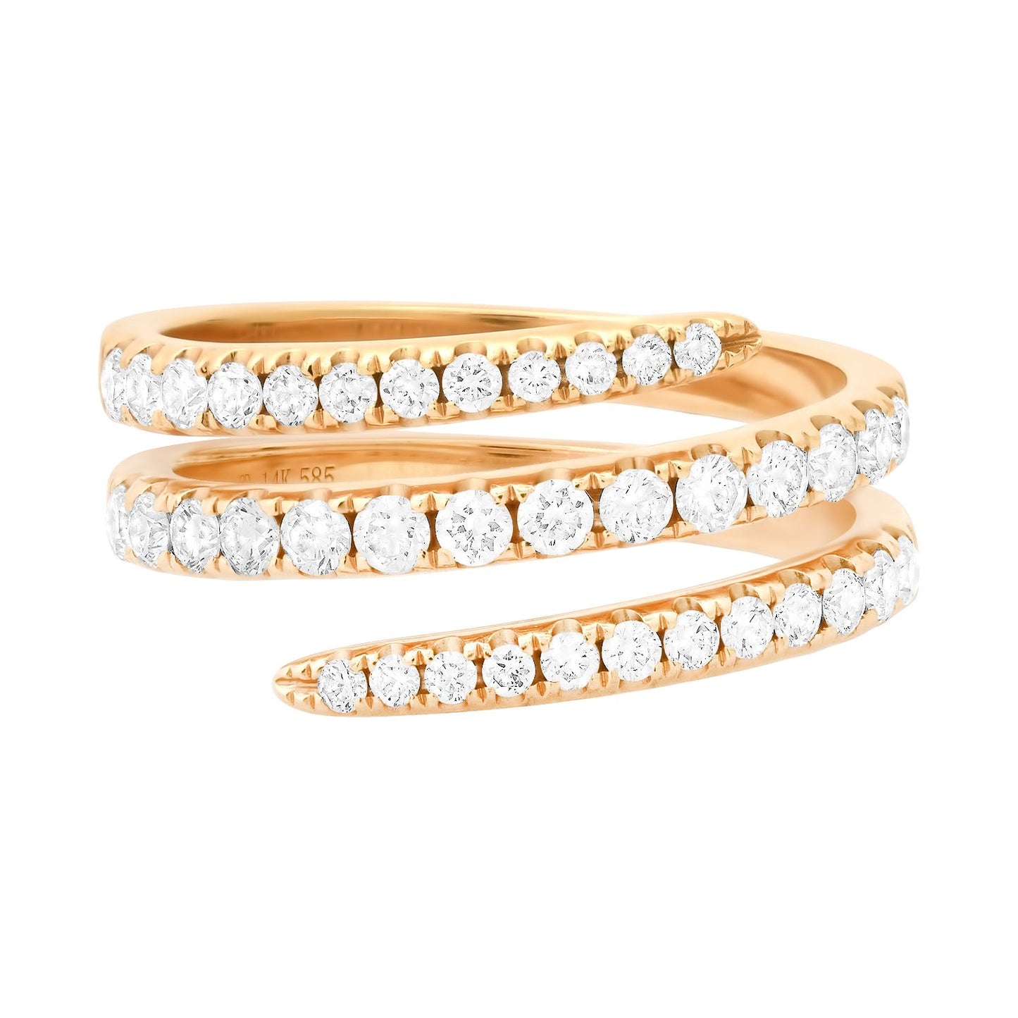 Three Row Diamond Spiral Ring