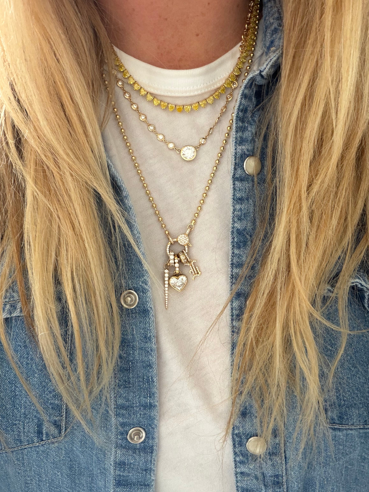 Yellow Heart Diamond Tennis Necklace