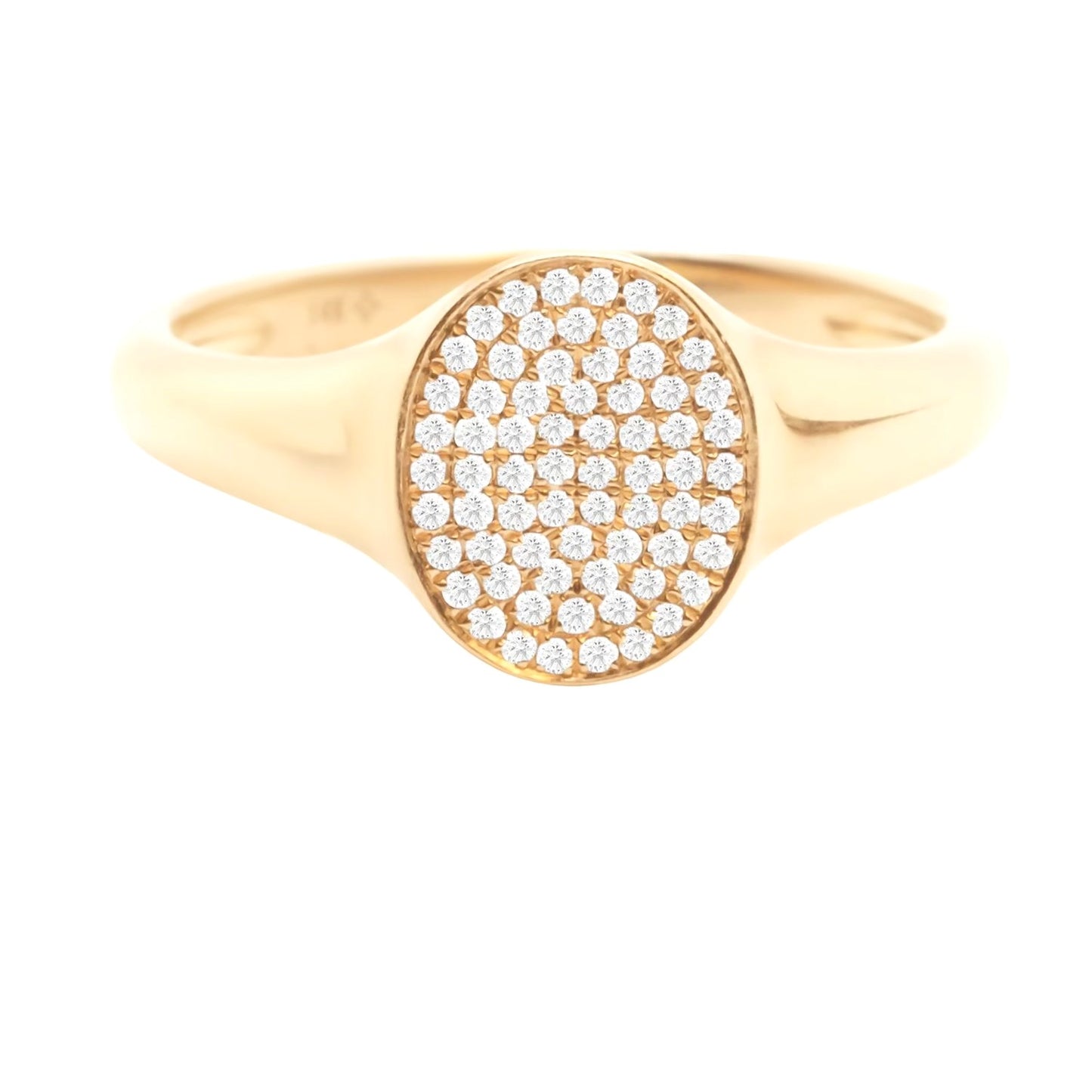 Oval Diamond-Face Signet Ring