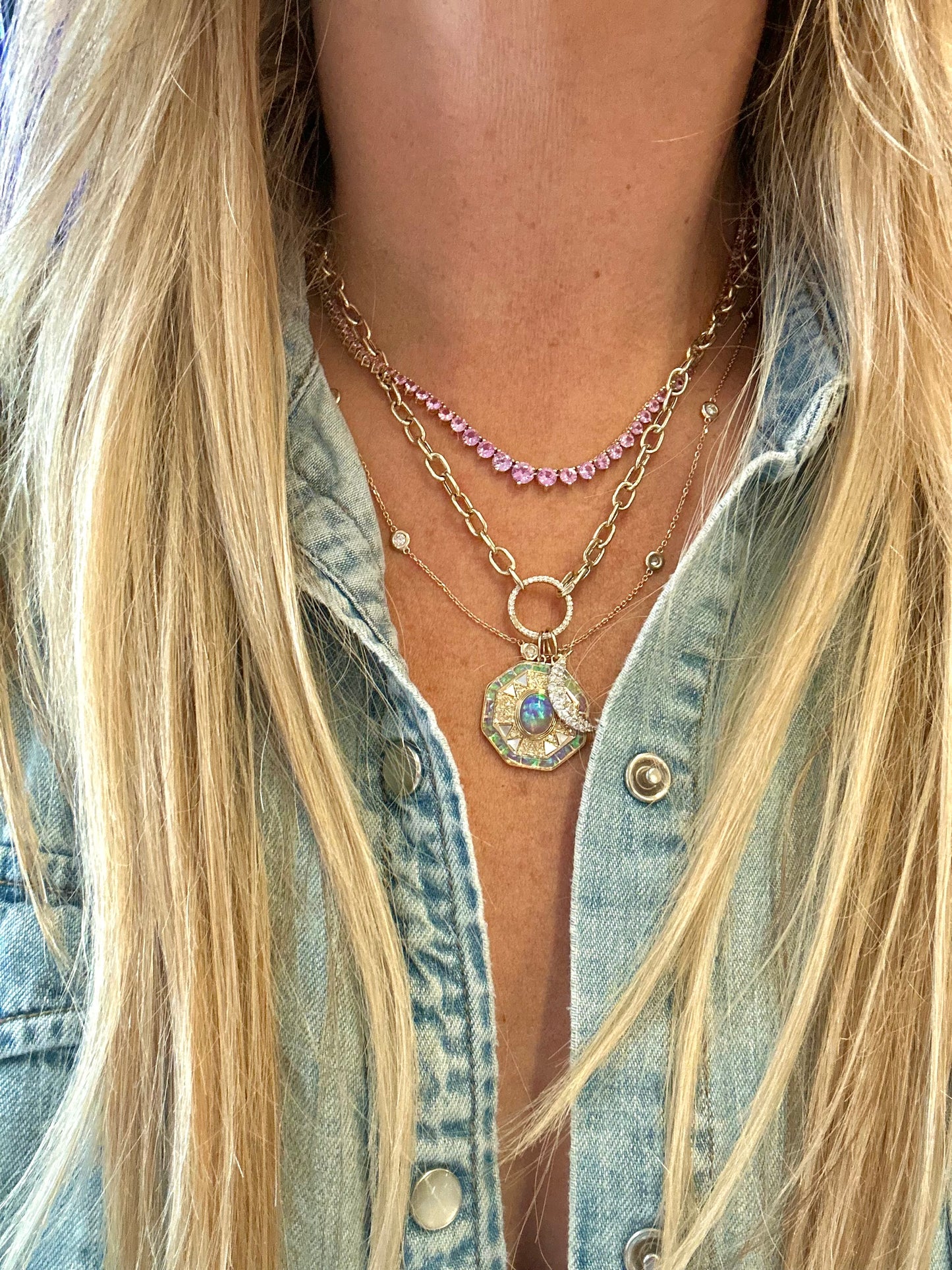 Diamond & Opal Octagon Pendant Charm
