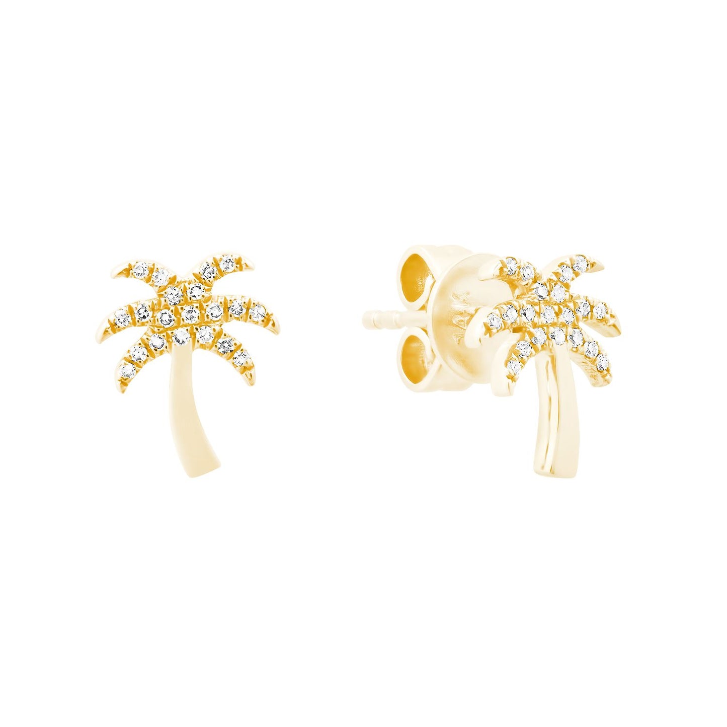 Pavé Diamond Frond Palm Tree Studs