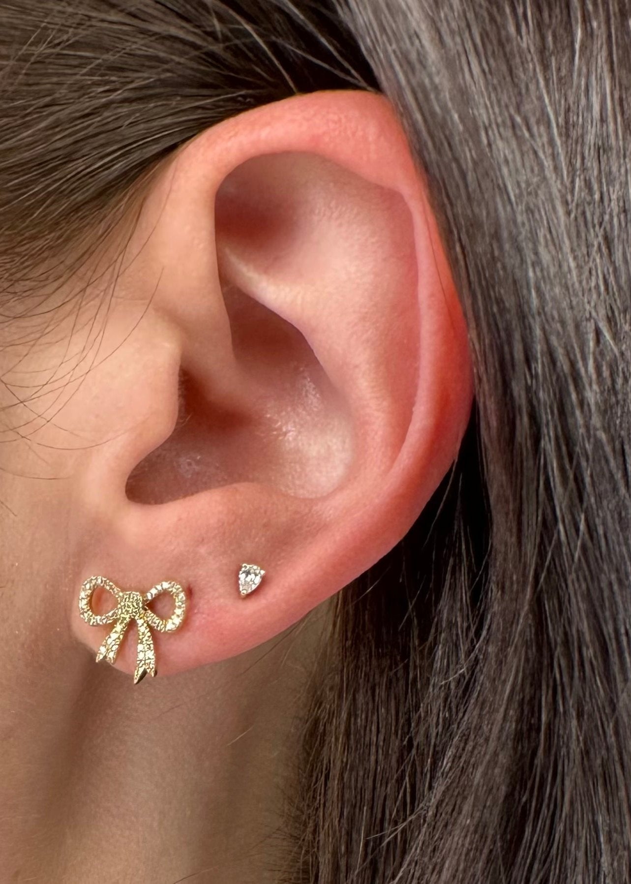 Split Tail Bow Diamond Studs