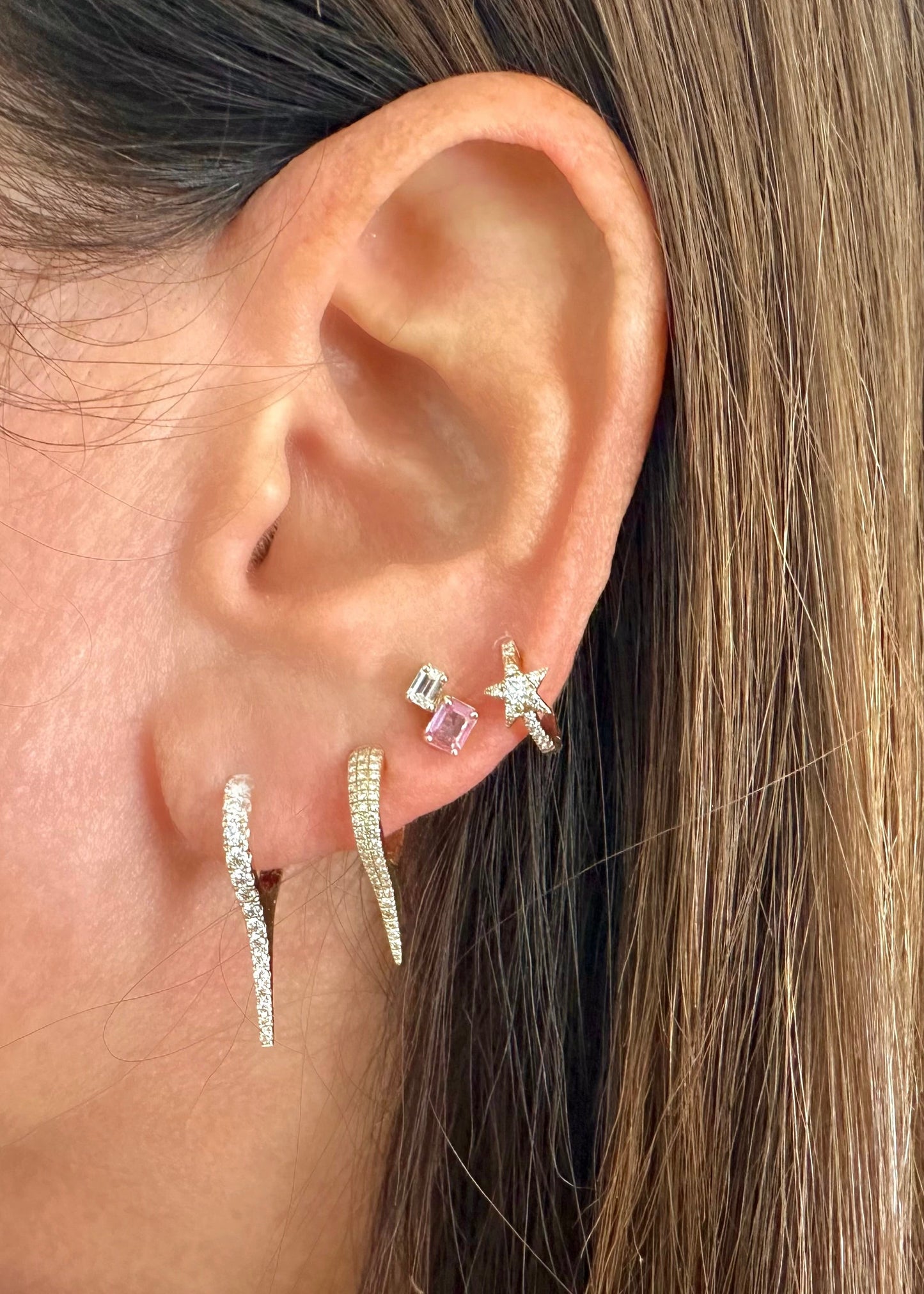 Pavé Diamond Short Dagger Huggies