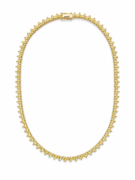 Yellow Heart Diamond Tennis Necklace