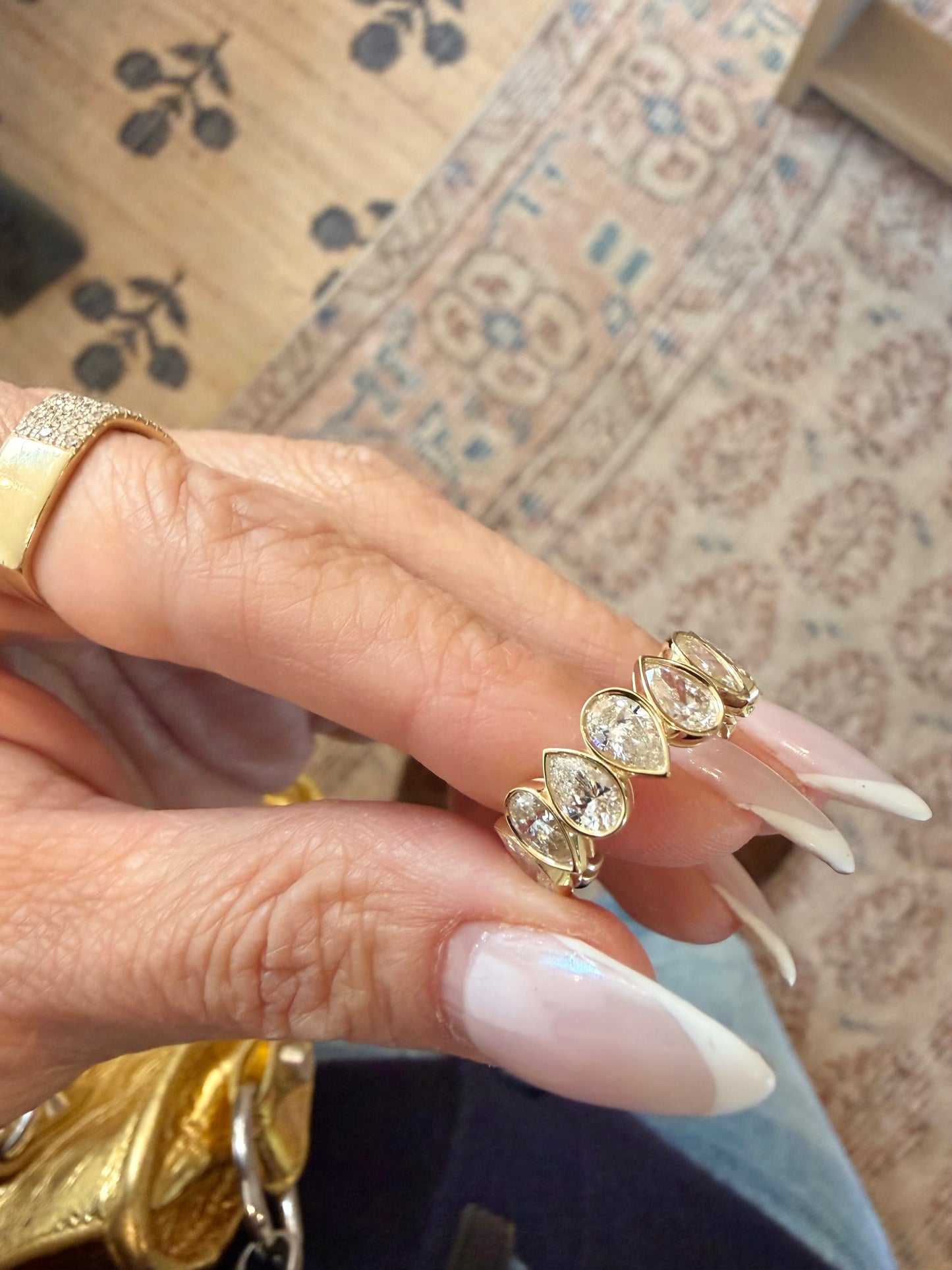 Diamond Pear Bezel Eternity Band