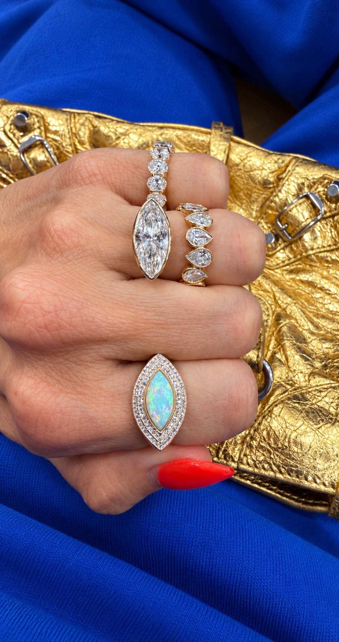 Marquise Opal & Diamond Ring